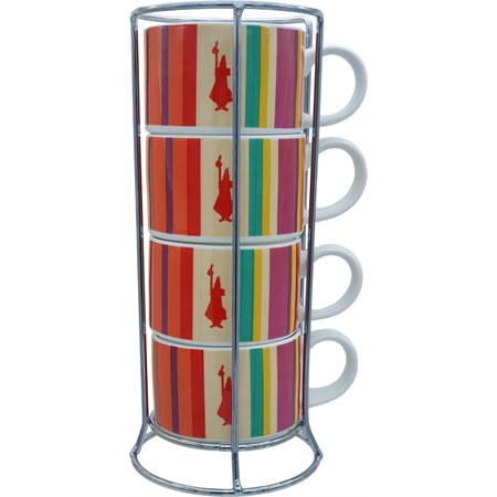 set 4 tazze cappuccio impilabili summer