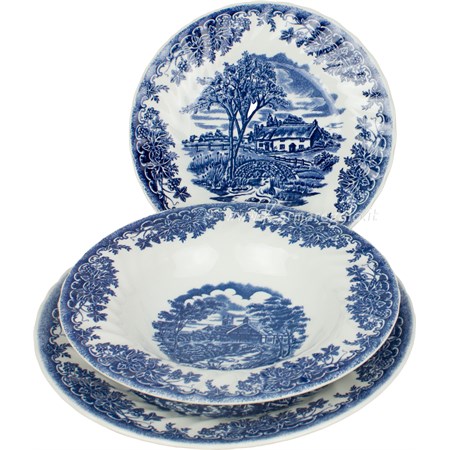 servizio 18 pezzi originale in ceramica brook blue